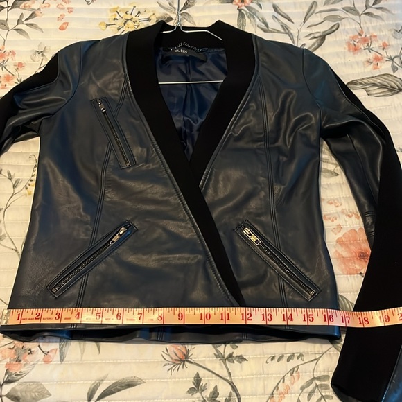 NWOT Cut 25 by Yigal Azuroeul blue leather jacket ribbed sleeves - Picture 13 of 15